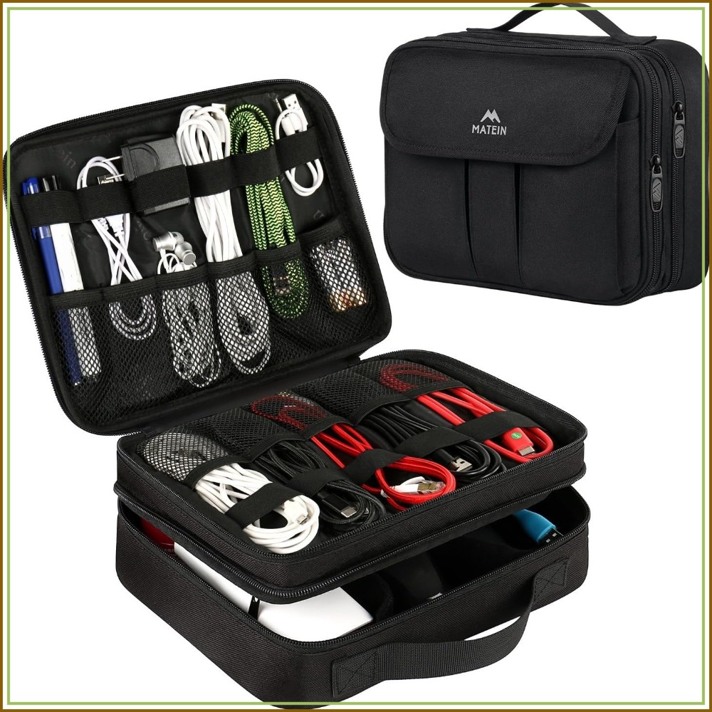 Phone Accessories Charger - Waterproof Travel Electronic Organizer, Double Layer